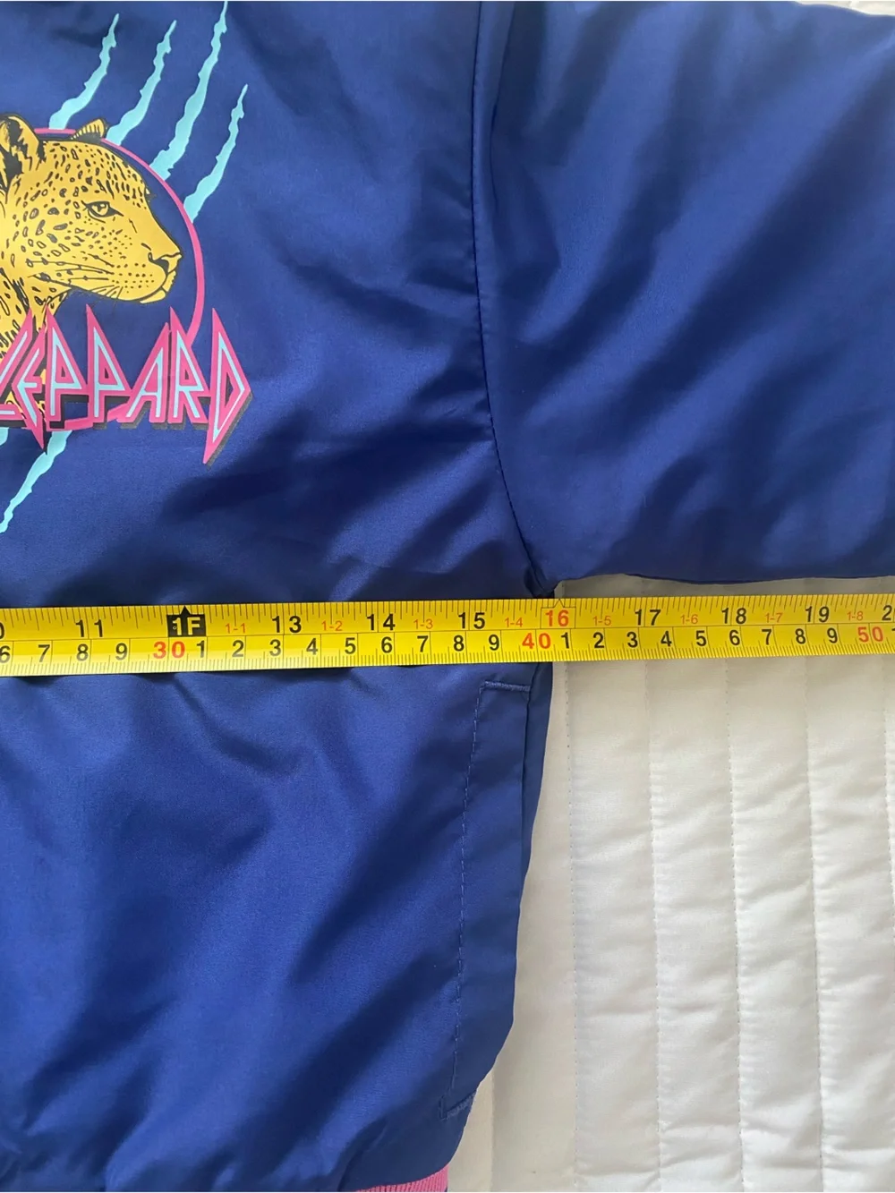Kids' Def Leppard Blue Bomber Jacket with Leopard Graphic